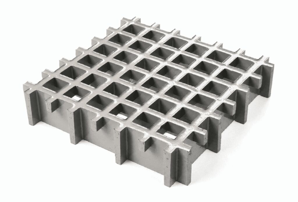 Panneau de caillebotis PRV gris maille 19 x 19 mm, épaisseur 30 mm