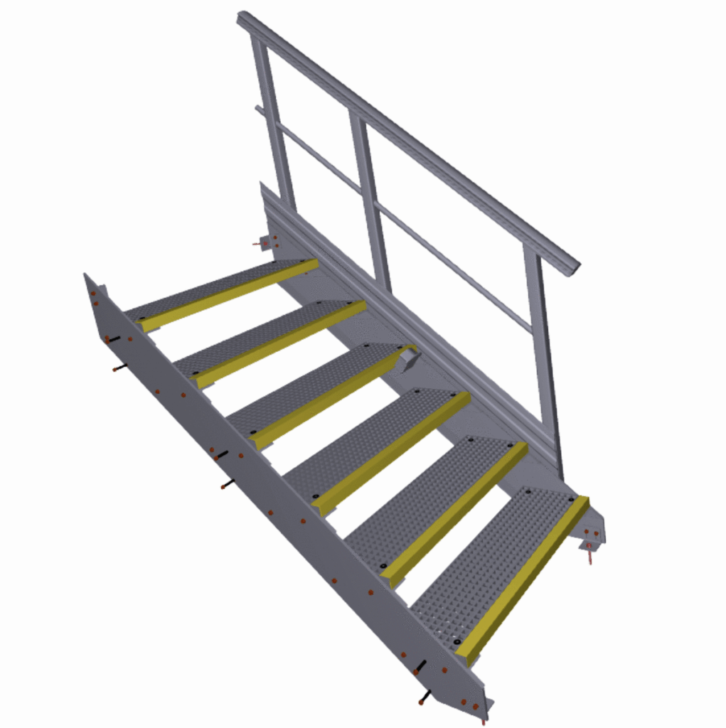 Plan de principe — escalier PRV, limons, marches et garde-corps