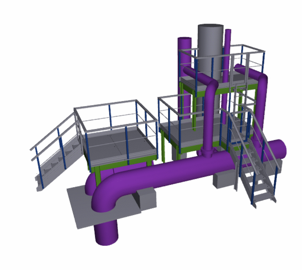 Plan de principe en 3D d'une passerelle PRV